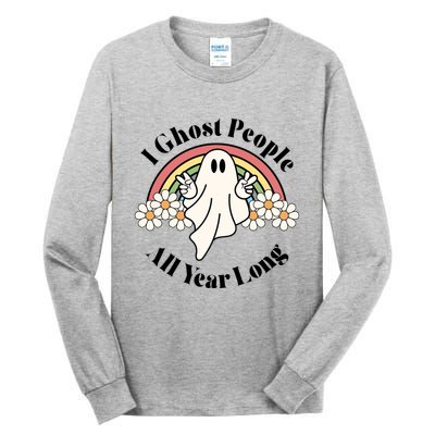 I Ghost People All Year Long Halloween Rainbow Tall Long Sleeve T-Shirt