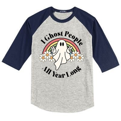 I Ghost People All Year Long Halloween Rainbow Kids Colorblock Raglan Jersey