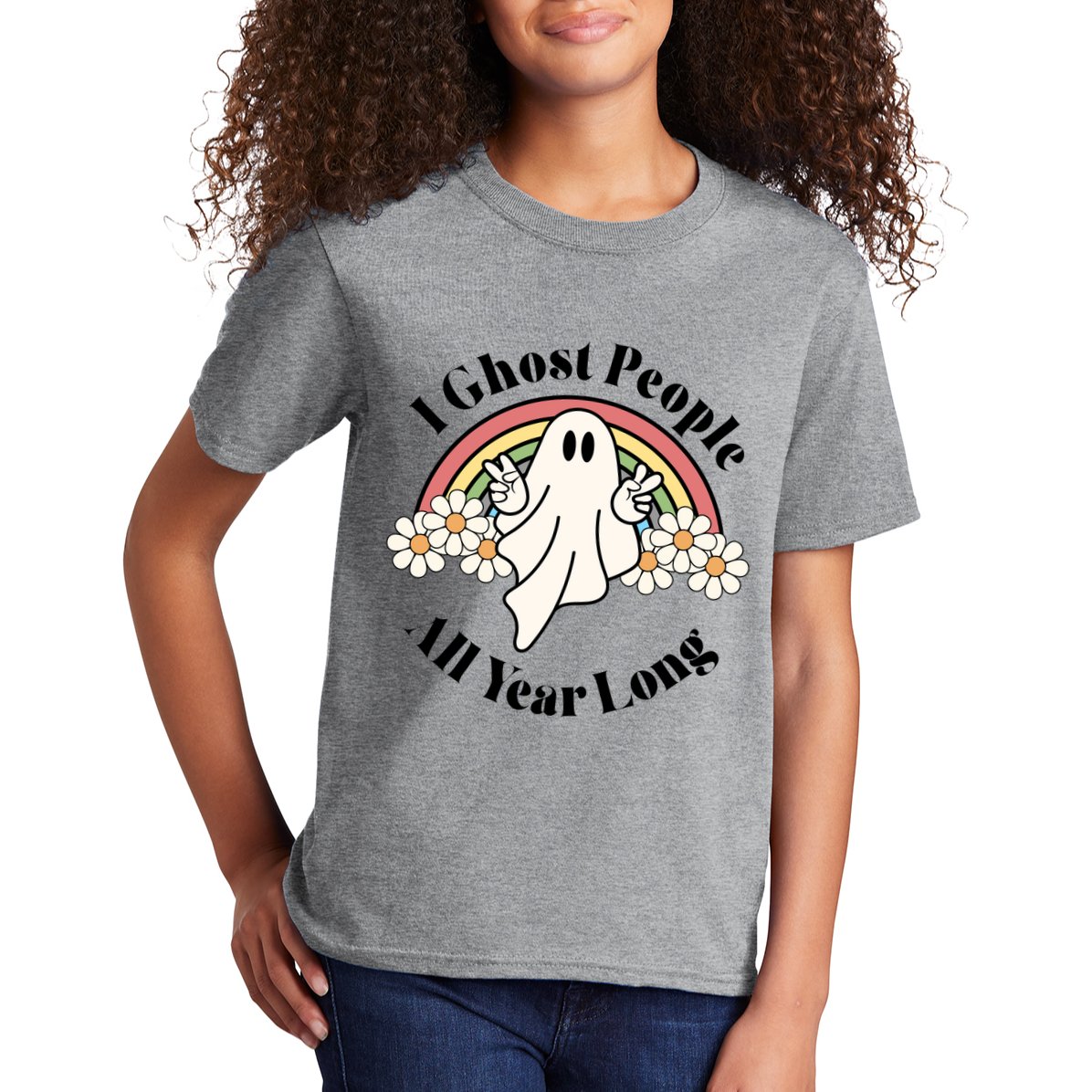 I Ghost People All Year Long Halloween Rainbow Kids T-Shirt