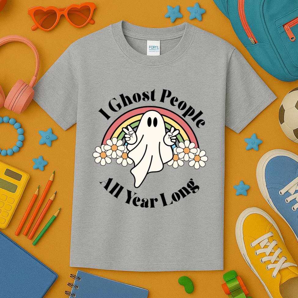 I Ghost People All Year Long Halloween Rainbow Kids T-Shirt