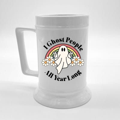 I Ghost People All Year Long Halloween Rainbow Beer Stein