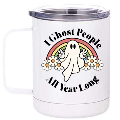 I Ghost People All Year Long Halloween Rainbow 12 oz Stainless Steel Tumbler Cup