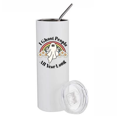 I Ghost People All Year Long Halloween Rainbow Stainless Steel Tumbler