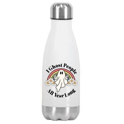 I Ghost People All Year Long Halloween Rainbow Stainless Steel Insulated Water Bottle