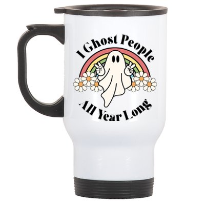 I Ghost People All Year Long Halloween Rainbow Stainless Steel Travel Mug