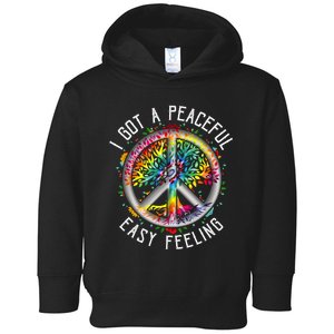 I Got Peaceful Easyfeeling Tie Dye Hippie 1960s Peaceful Toddler Hoodie