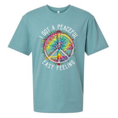 I Got Peaceful Easyfeeling Tie Dye Hippie 1960s Peaceful Sueded Cloud Jersey T-Shirt