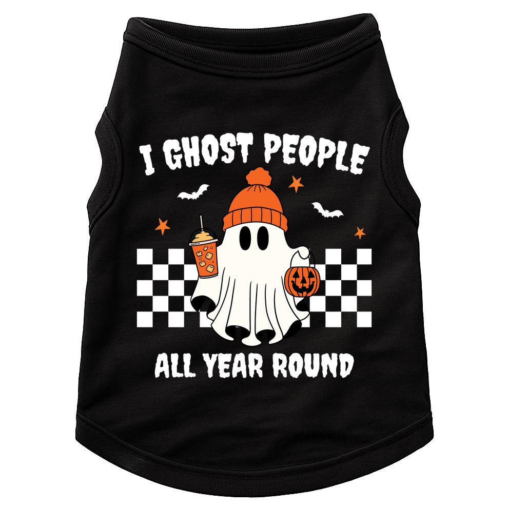 I Ghost People All Year Round Halloween Funny Doggie Tank