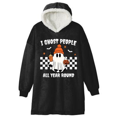 I Ghost People All Year Round Halloween Funny Hooded Wearable Blanket