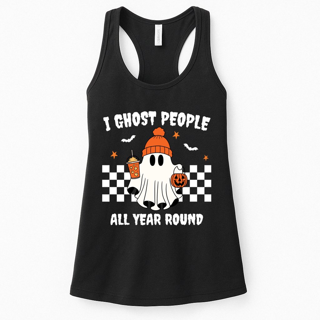 I Ghost People All Year Round Halloween Funny Womens Tank Top