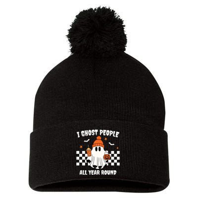 I Ghost People All Year Round Halloween Funny Pom Pom 12in Knit Beanie