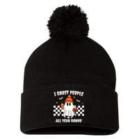 I Ghost People All Year Round Halloween Funny Pom Pom 12in Knit Beanie