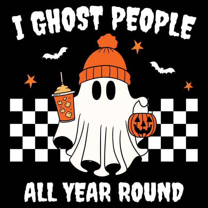 I Ghost People All Year Round Halloween Funny Pom Pom 12in Knit Beanie