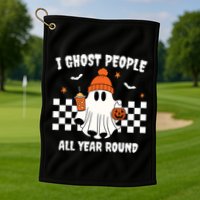 I Ghost People All Year Round Halloween Funny Golf Towel