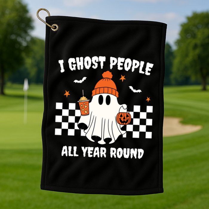 I Ghost People All Year Round Halloween Funny Golf Towel