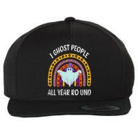 I Ghost People All Year Round Funny Rainbow Ghost Halloween Wool Snapback Cap