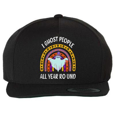 I Ghost People All Year Round Funny Rainbow Ghost Halloween Wool Snapback Cap