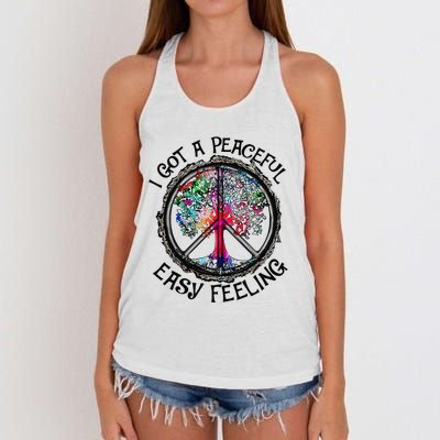 I Got Peaceful Easy Feeling Hippie Peaceful Women's Knotted Racerback Tank