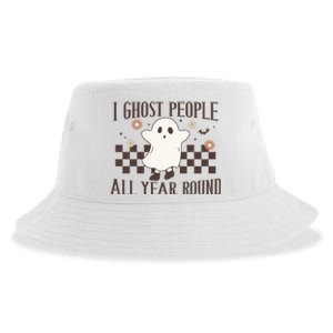 I Ghost People All Year Round Halloween Ghost Spooky VibesGift Sustainable Bucket Hat