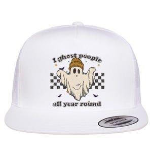 I Ghost People All Year Round Retro Halloween Ghost Costume  Flat Bill Trucker Hat