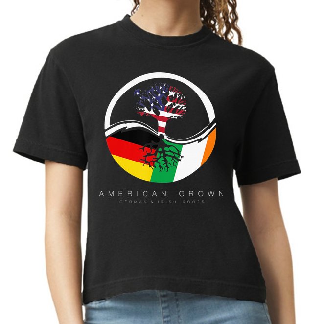 Irish German Roots American Grown With Flag Comfort Colors Boxy T-Shirt
