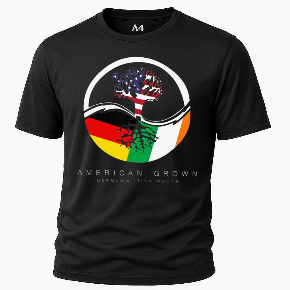 Irish German Roots American Grown With Flag Cooling Performance Crew T-Shirt