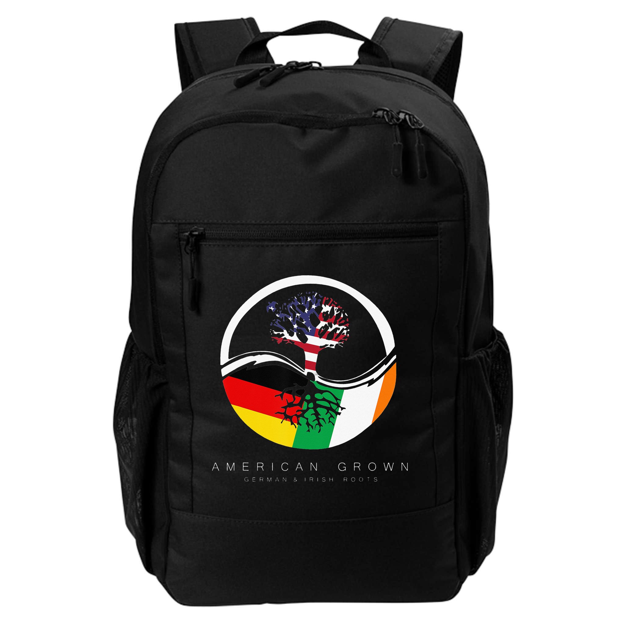Irish German Roots American Grown With Flag Backpack
