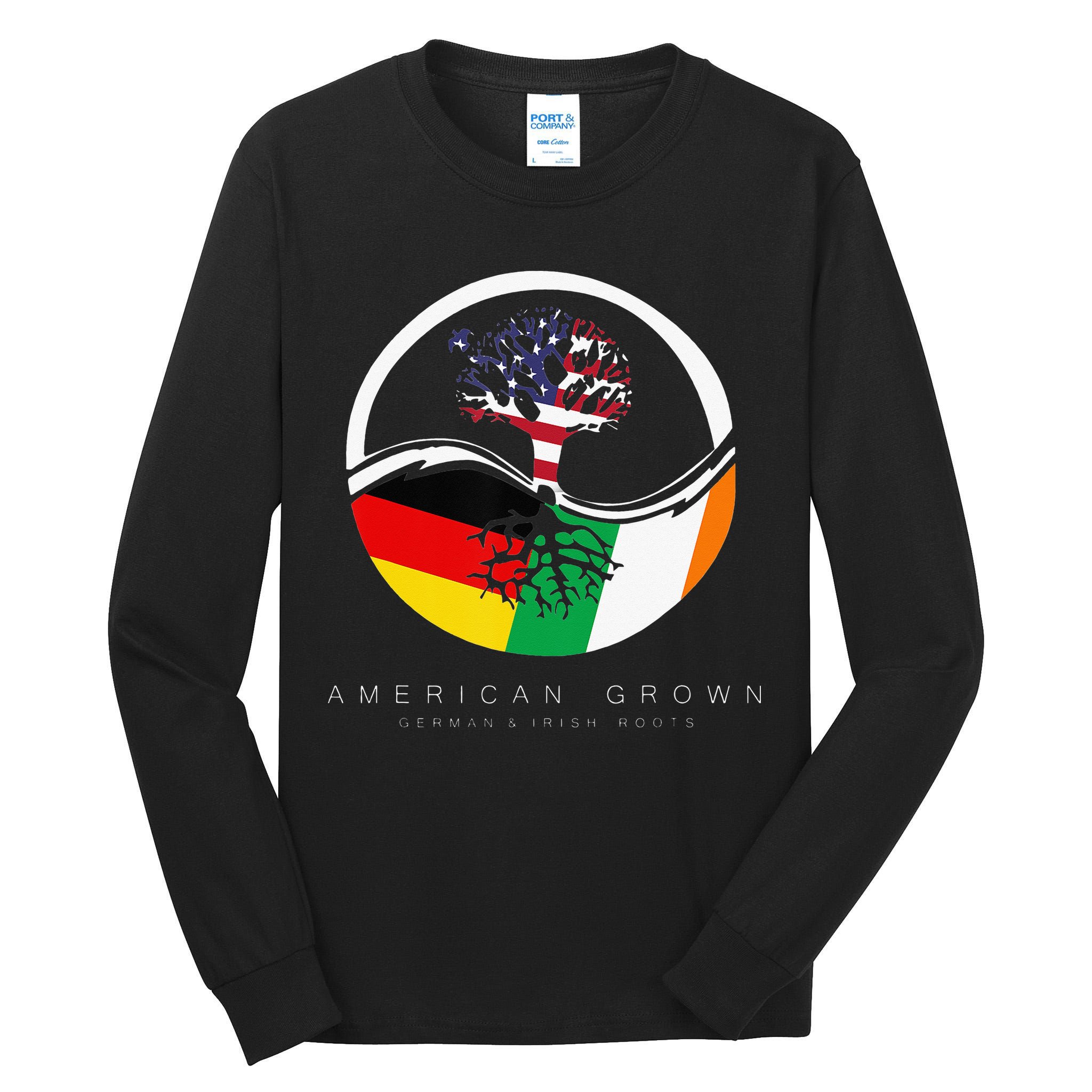 Irish German Roots American Grown With Flag Tall Long Sleeve T-Shirt