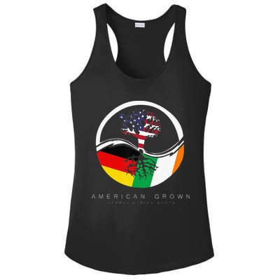 Irish German Roots American Grown With Flag Ladies PosiCharge Competitor Racerback Tank