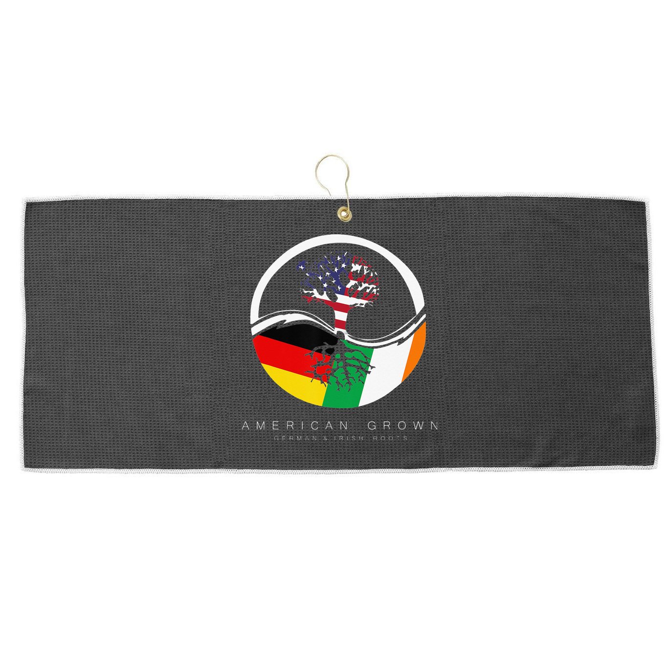 Irish German Roots American Grown With Flag Large Microfiber Waffle Golf Towel