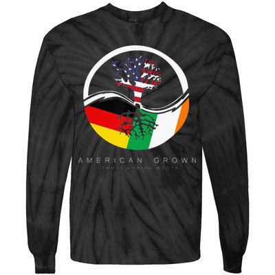 Irish German Roots American Grown With Flag Tie-Dye Long Sleeve Shirt