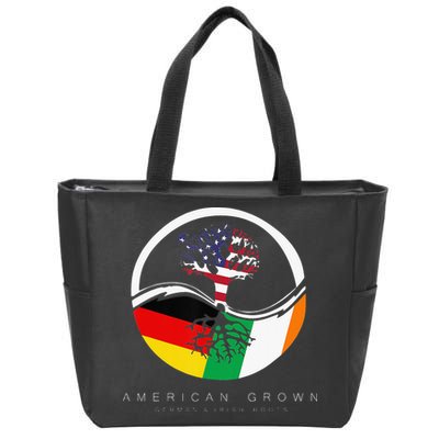 Irish German Roots American Grown With Flag Zip Tote Bag
