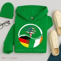 Irish German Roots American Grown With Flag Hoodie