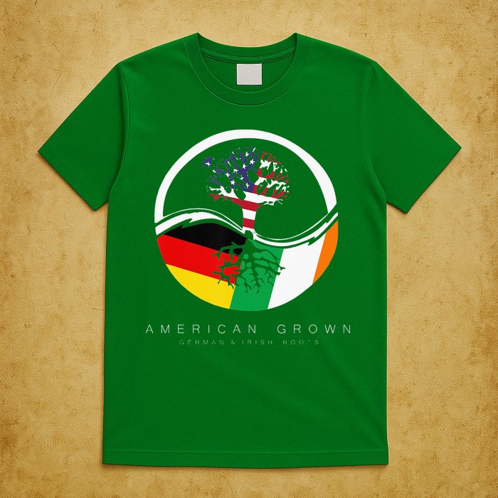 Irish German Roots American Grown With Flag T-Shirt