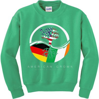 Irish German Roots American Grown With Flag Kids Sweatshirt