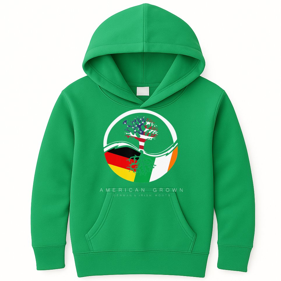 Irish German Roots American Grown With Flag Kids Hoodie