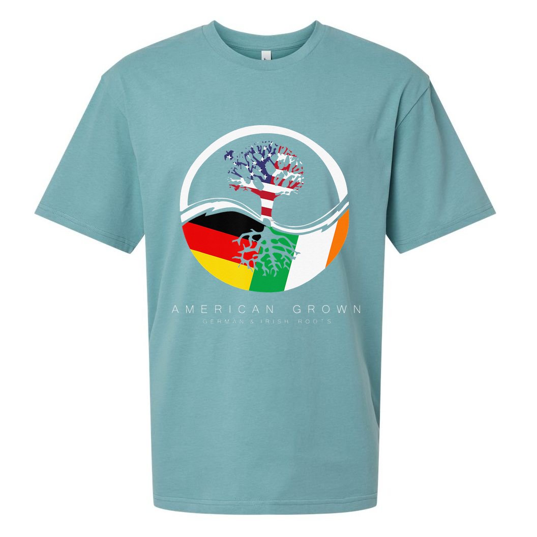 Irish German Roots American Grown With Flag Sueded Cloud Jersey T-Shirt