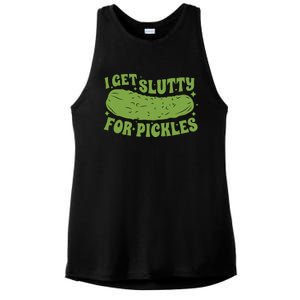 I Get Slutty For Pickles Funny Ladies PosiCharge Tri-Blend Wicking Tank