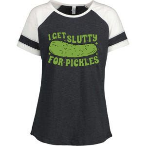 I Get Slutty For Pickles Funny Enza Ladies Jersey Colorblock Tee