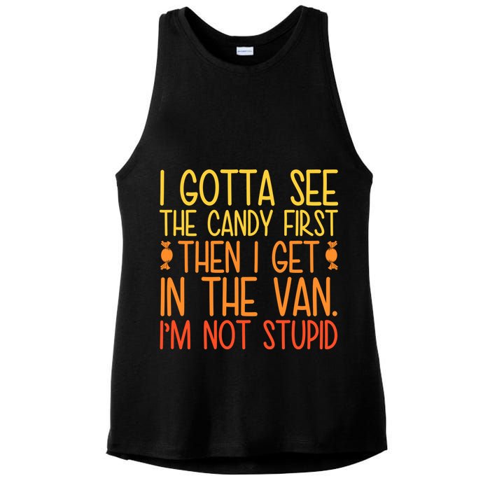 I Gotta See The Candy First Then I Get In The Van Stupid Ladies PosiCharge Tri-Blend Wicking Tank