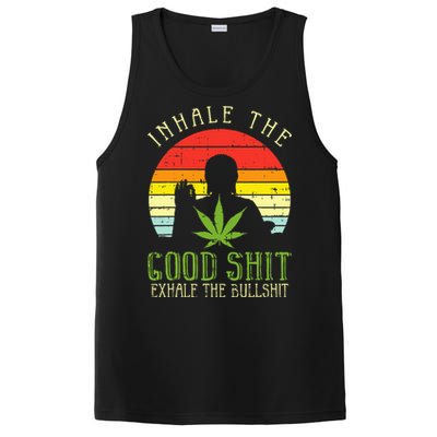 Inhale Good Shit Exhale Bullshit Weed Cannabis Yoga 420 Gift PosiCharge Competitor Tank