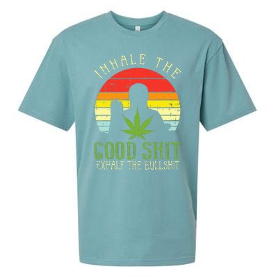 Inhale Good Shit Exhale Bullshit Weed Cannabis Yoga 420 Gift Sueded Cloud Jersey T-Shirt