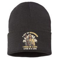 I Got So Hammered I Woke Up 3 Days Later In A Cave Religious Sustainable Knit Beanie