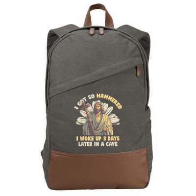 I Got So Hammered I Woke Up 3 Days Later In A Cave Religious Cotton Canvas Backpack