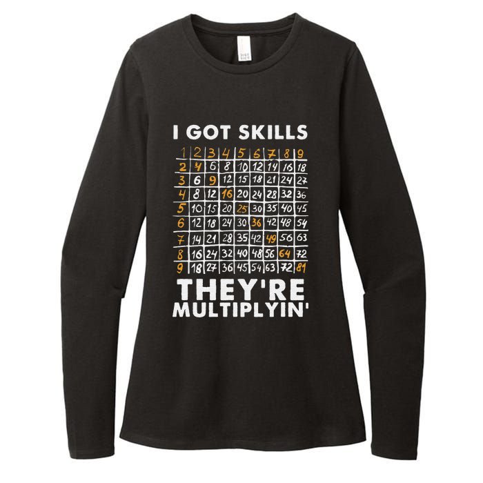 I Got Skills They're Multiplying Funny Math Teacher Students Womens CVC Long Sleeve Shirt