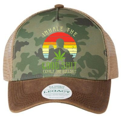 Inhale Good Shit Exhale Bullshit Weed Cannabis Yoga 420 Gift Legacy Tie Dye Trucker Hat