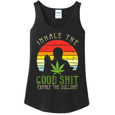 Inhale Good Shit Exhale Bullshit Weed Cannabis Yoga 420 Gift Ladies Essential Tank