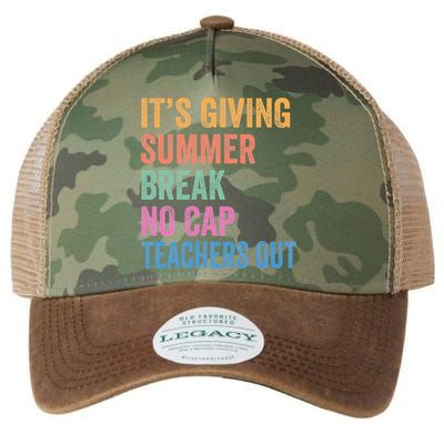 Its Giving Summer Break No Cap Funny Teacher Last Day Legacy Tie Dye Trucker Hat