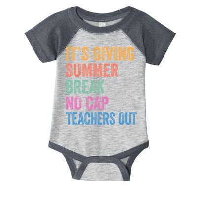 Its Giving Summer Break No Cap Funny Teacher Last Day Infant Baby Jersey Bodysuit