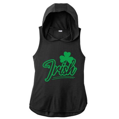 Irish Green Shamrock St Patricks Day Ladies PosiCharge Tri-Blend Wicking Draft Hoodie Tank